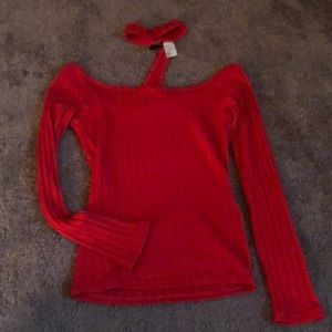 Crop top sweater with built in choker collar